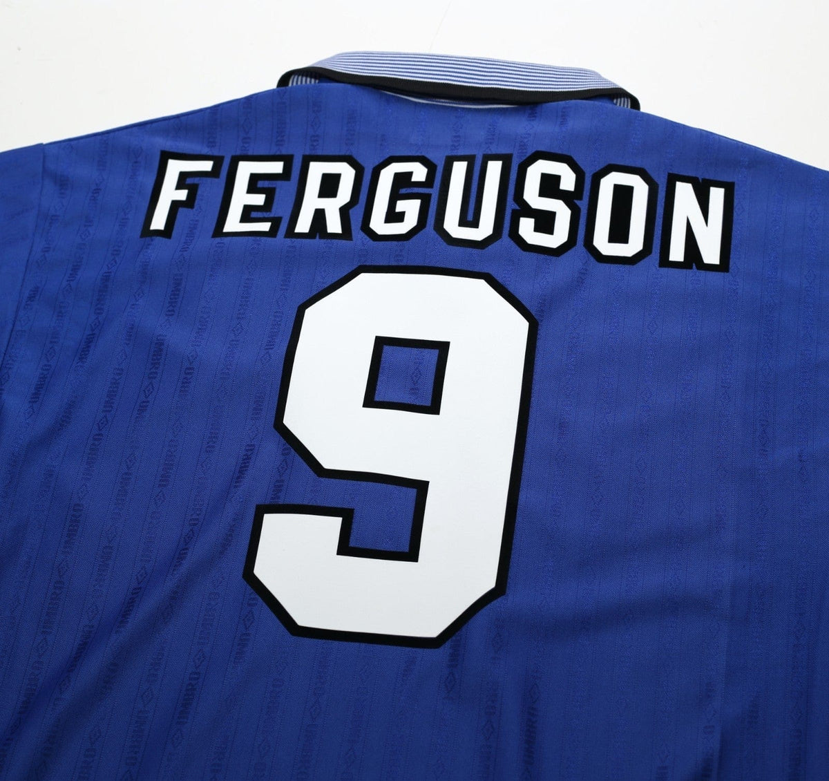 1995/97 FERGUSON #9 Everton Vintage Umbro Home Football Shirt (M)