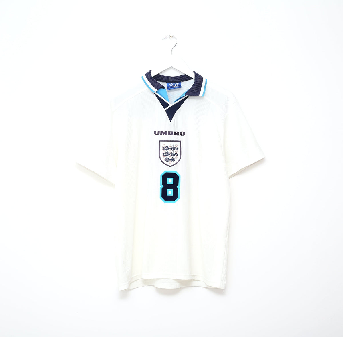 1995/97 GASCOIGNE #8 England Vintage Umbro Home Football Shirt (M/L) Euro 96