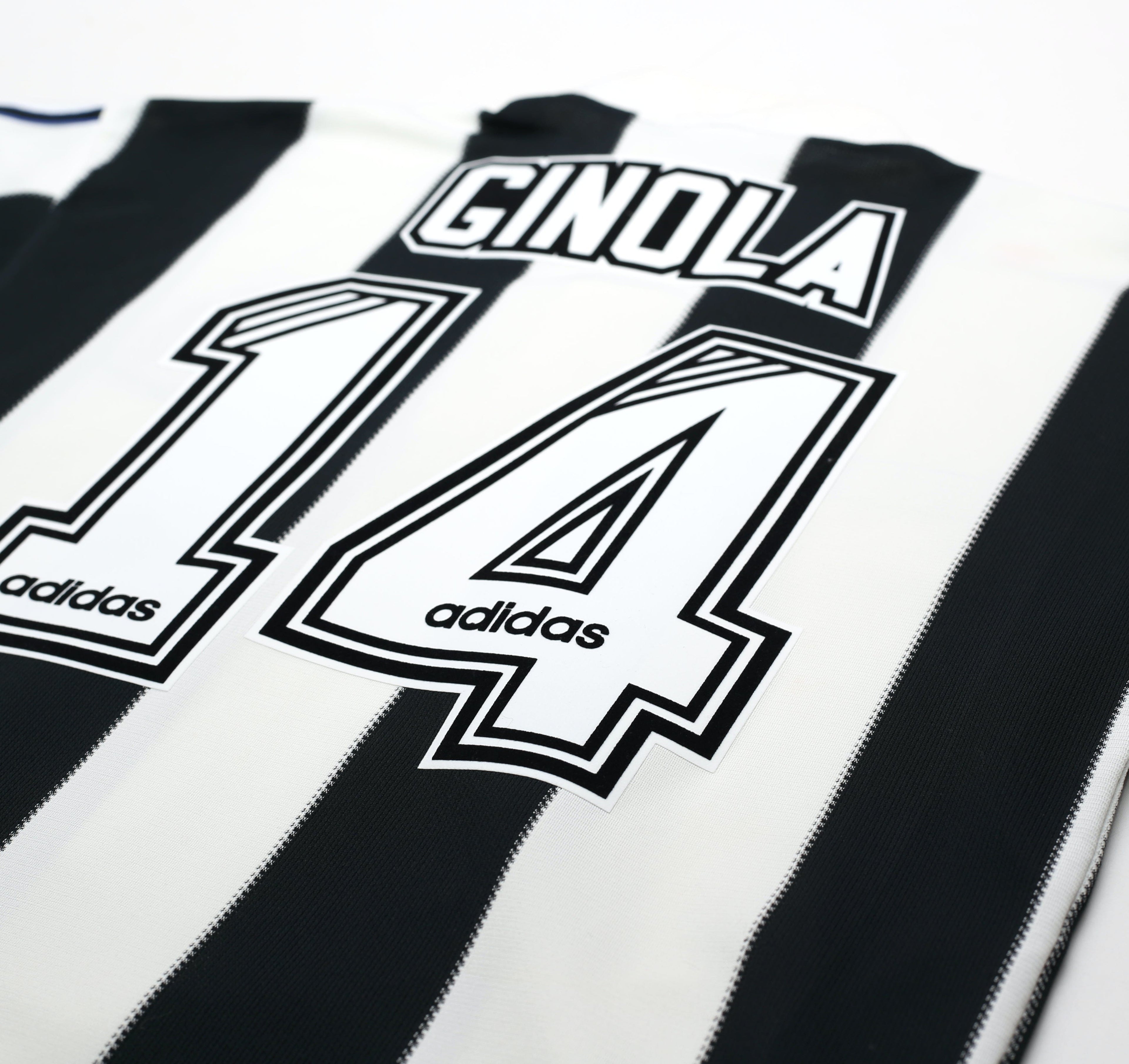 1995/97 GINOLA #14 Newcastle United Vintage adidas Home Football Shirt (S)