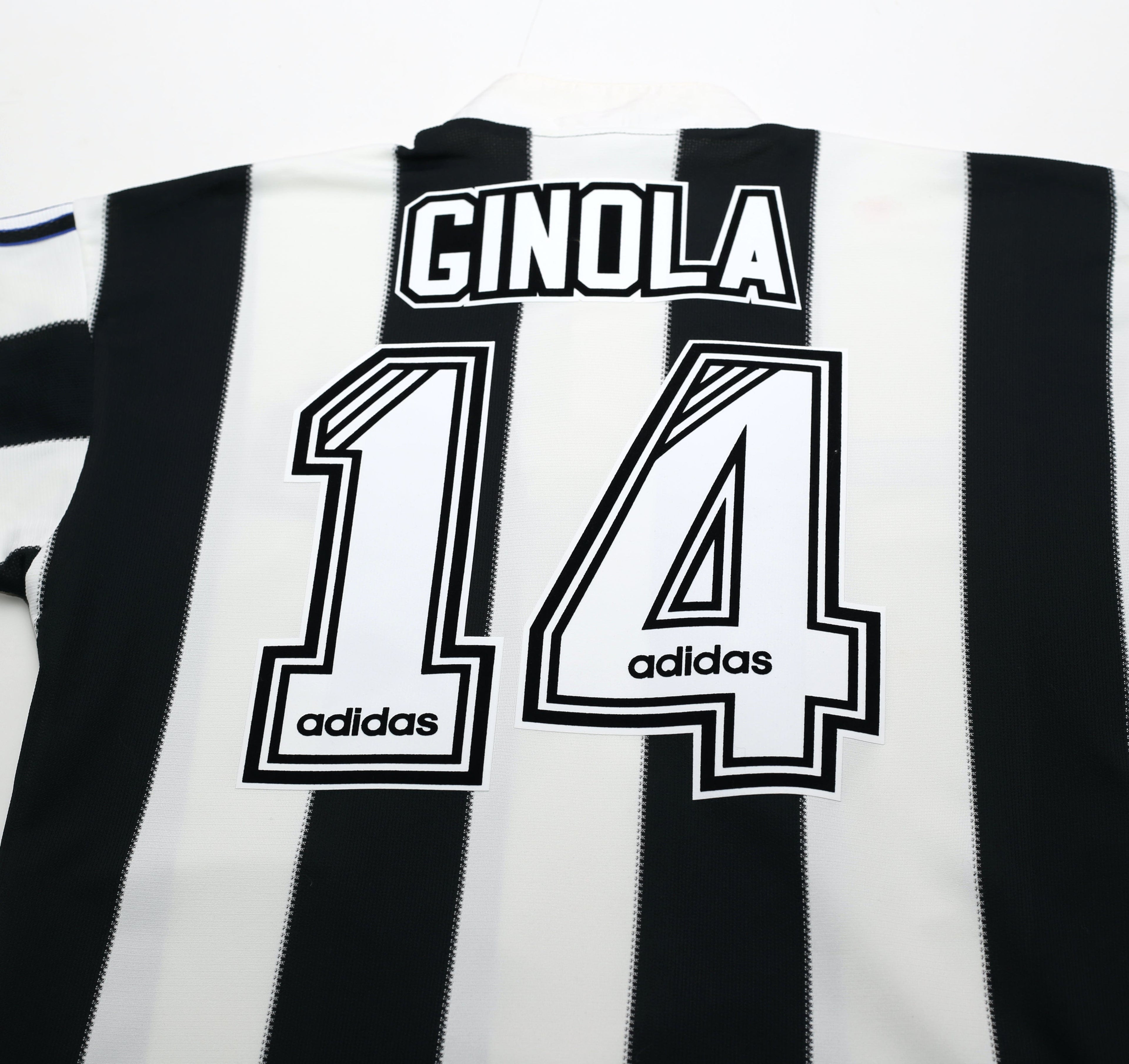 1995/97 GINOLA #14 Newcastle United Vintage adidas Home Football Shirt (S)