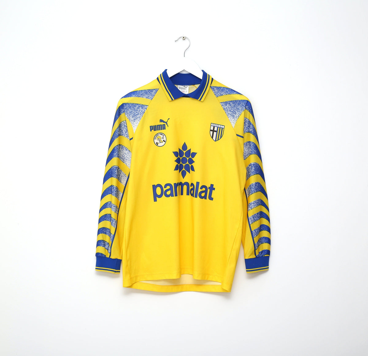 1995/97 PARMA &#39;Scuola Calcio&#39; Vintage PUMA Basic Long Sleeve Home Football Shirt (S)