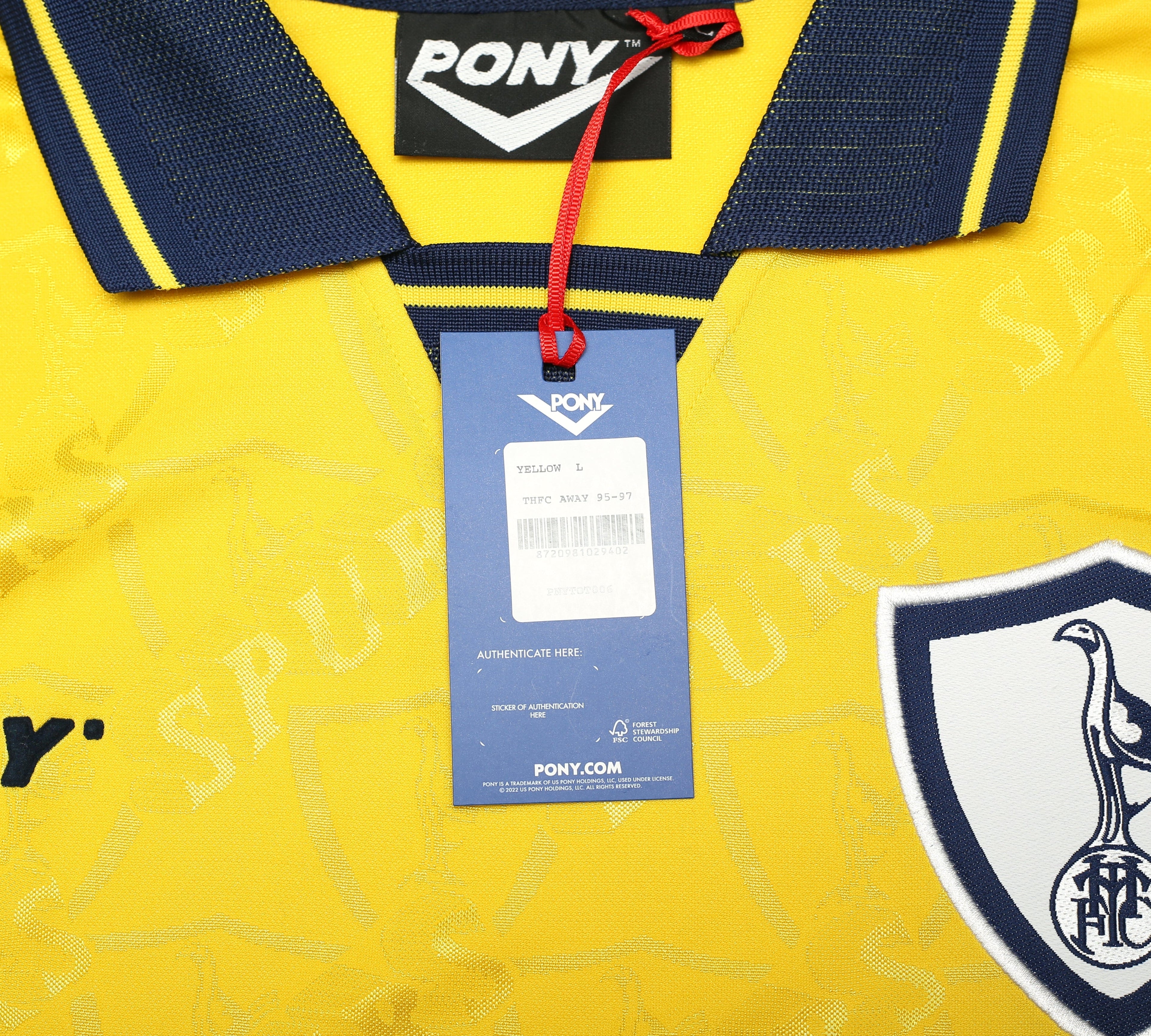 1995/97 TOTTENHAM HOTSPUR Retro PONY Reissue Away Football Shirt