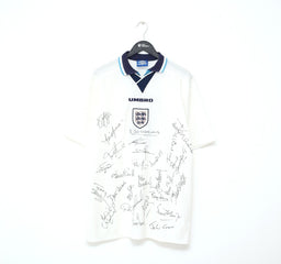 1995 ENGLAND Vintage Umbro Home MATCH WORN/ISSUED/SIGNED Football Shirt (XL)
