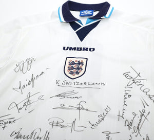 1995 ENGLAND Vintage Umbro Home MATCH WORN/ISSUED/SIGNED Football Shirt (XL)