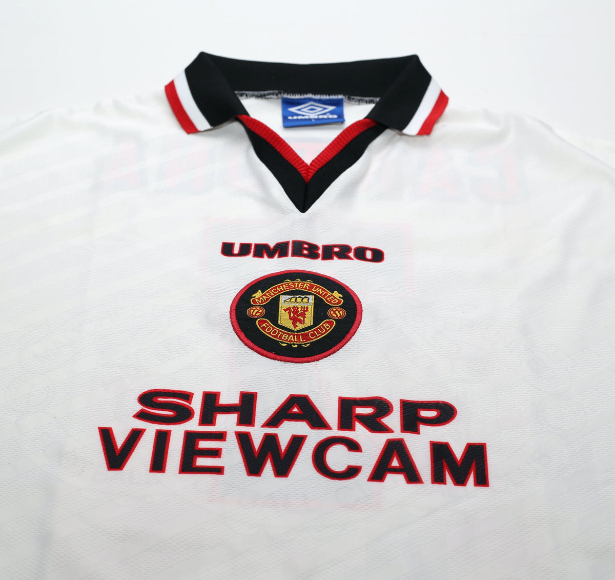1996/97 CANTONA #7 Manchester United Vintage Umbro Away Football Shirt (L)