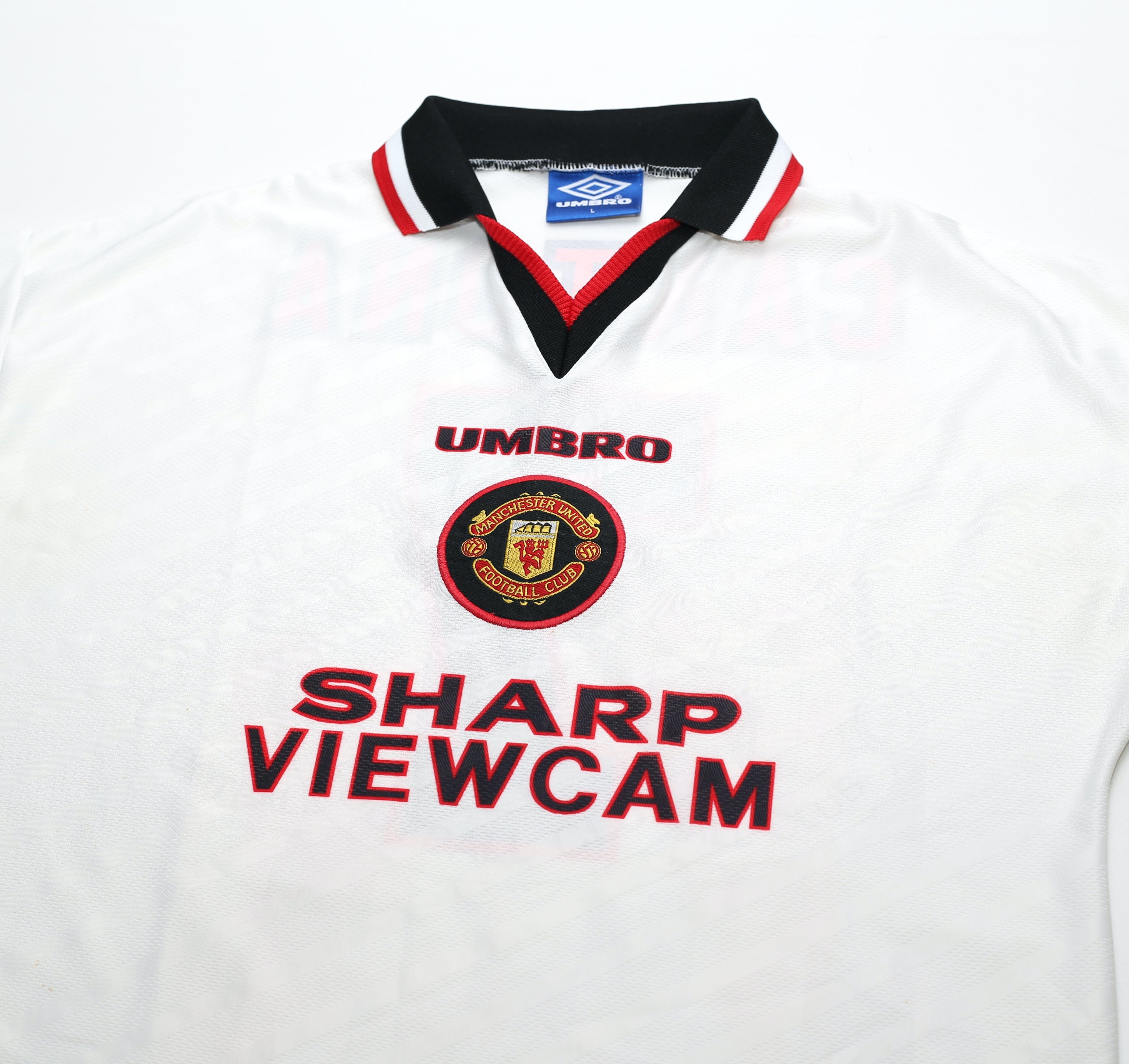 1996/97 CANTONA #7 Manchester United Vintage Umbro Away Football Shirt (L)