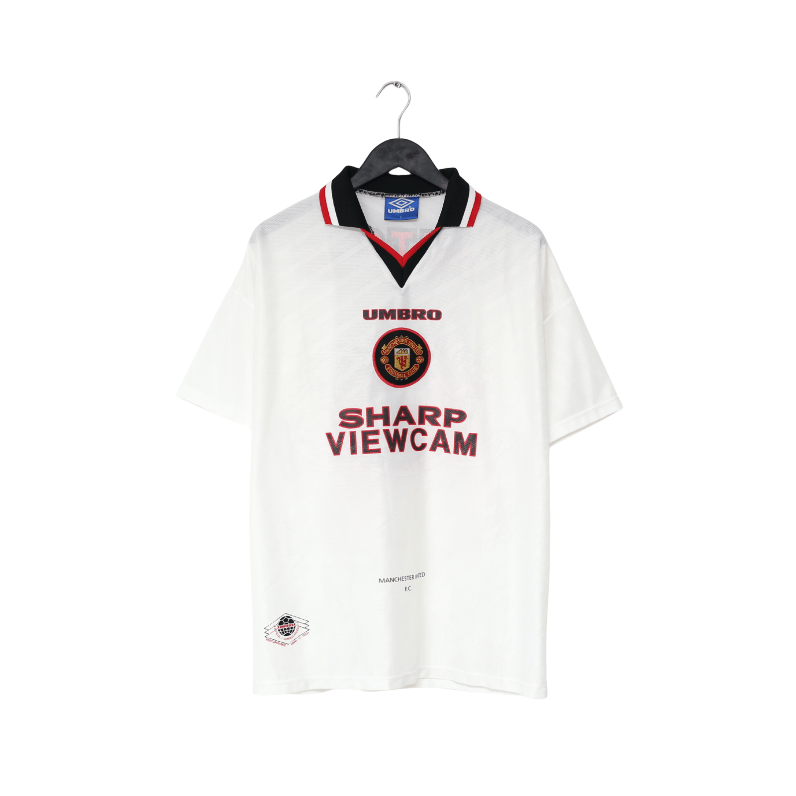 1996/97 CANTONA #7 Manchester United Vintage Umbro Away Football Shirt (L)