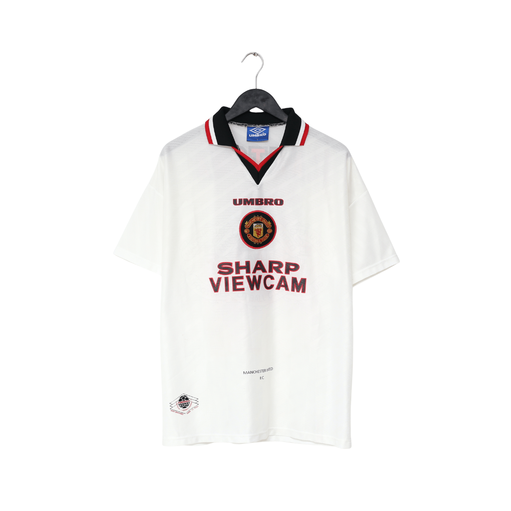 1996/97 CANTONA #7 Manchester United Vintage Umbro Away Football Shirt (L)