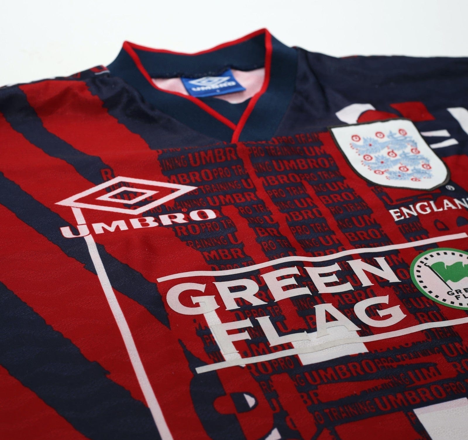 1996/97 ENGLAND Vintage Green Flag Umbro Football Training Shirt Top (S/M)