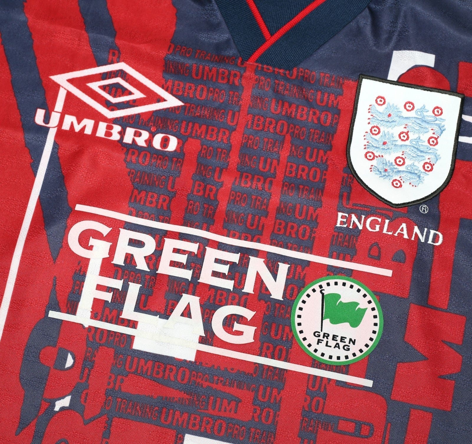 1996/97 ENGLAND Vintage Green Flag Umbro Football Training Shirt Top (S/M)