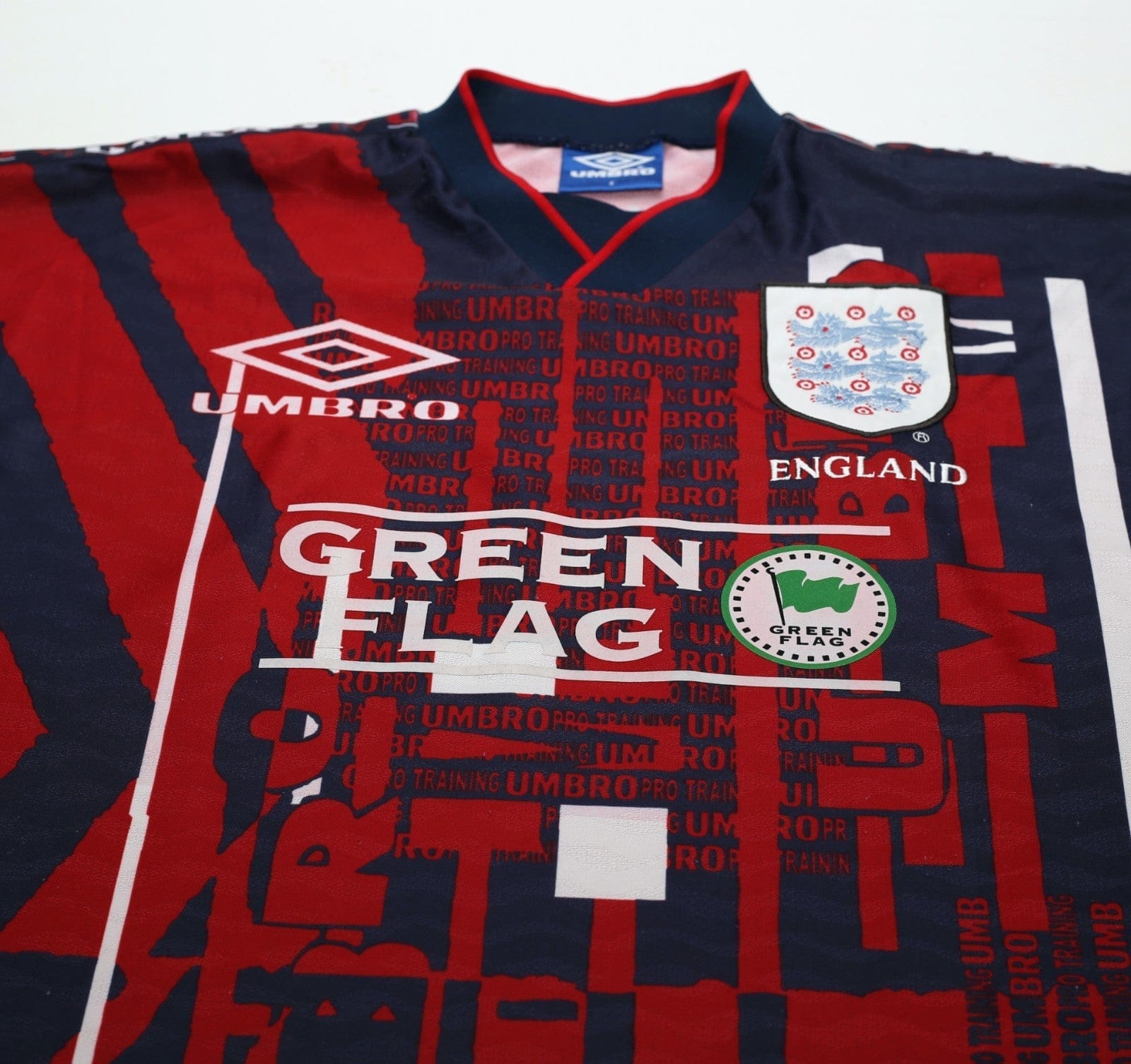 1996/97 ENGLAND Vintage Green Flag Umbro Football Training Shirt Top (S/M)