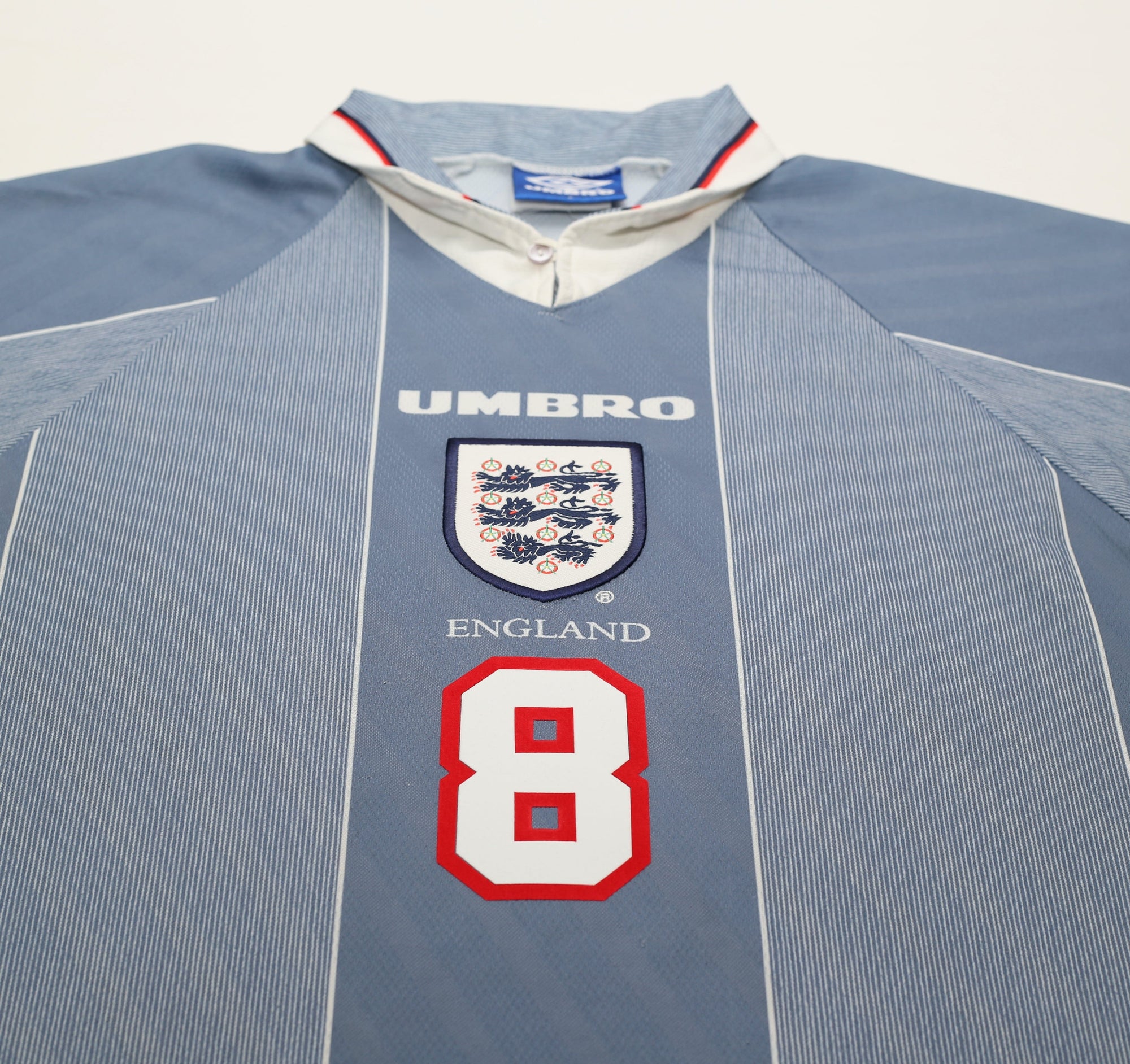 1996/97 GASCOIGNE #8 England Vintage Umbro Away Football Shirt (L)