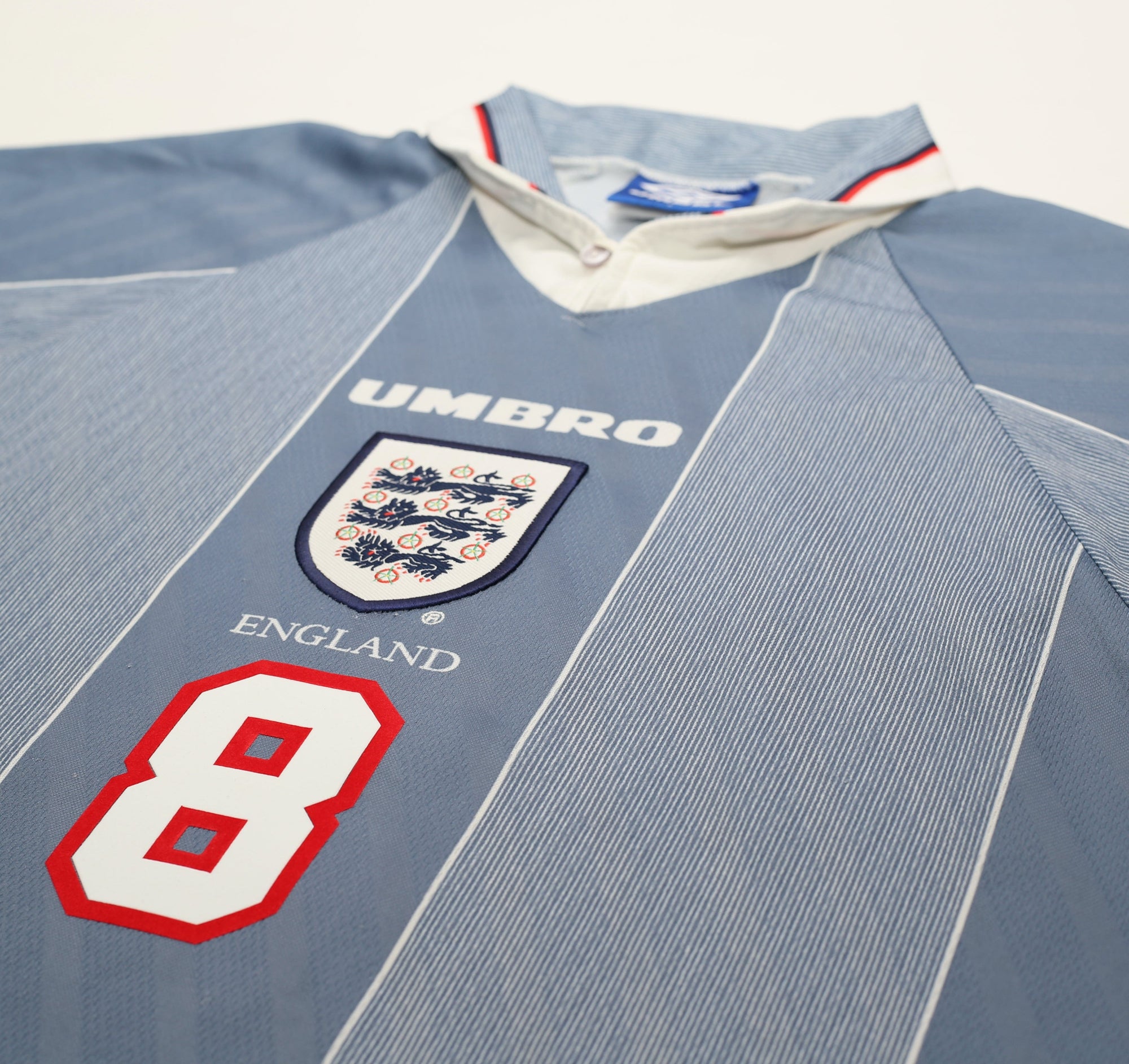 1996/97 GASCOIGNE #8 England Vintage Umbro Away Football Shirt (L)