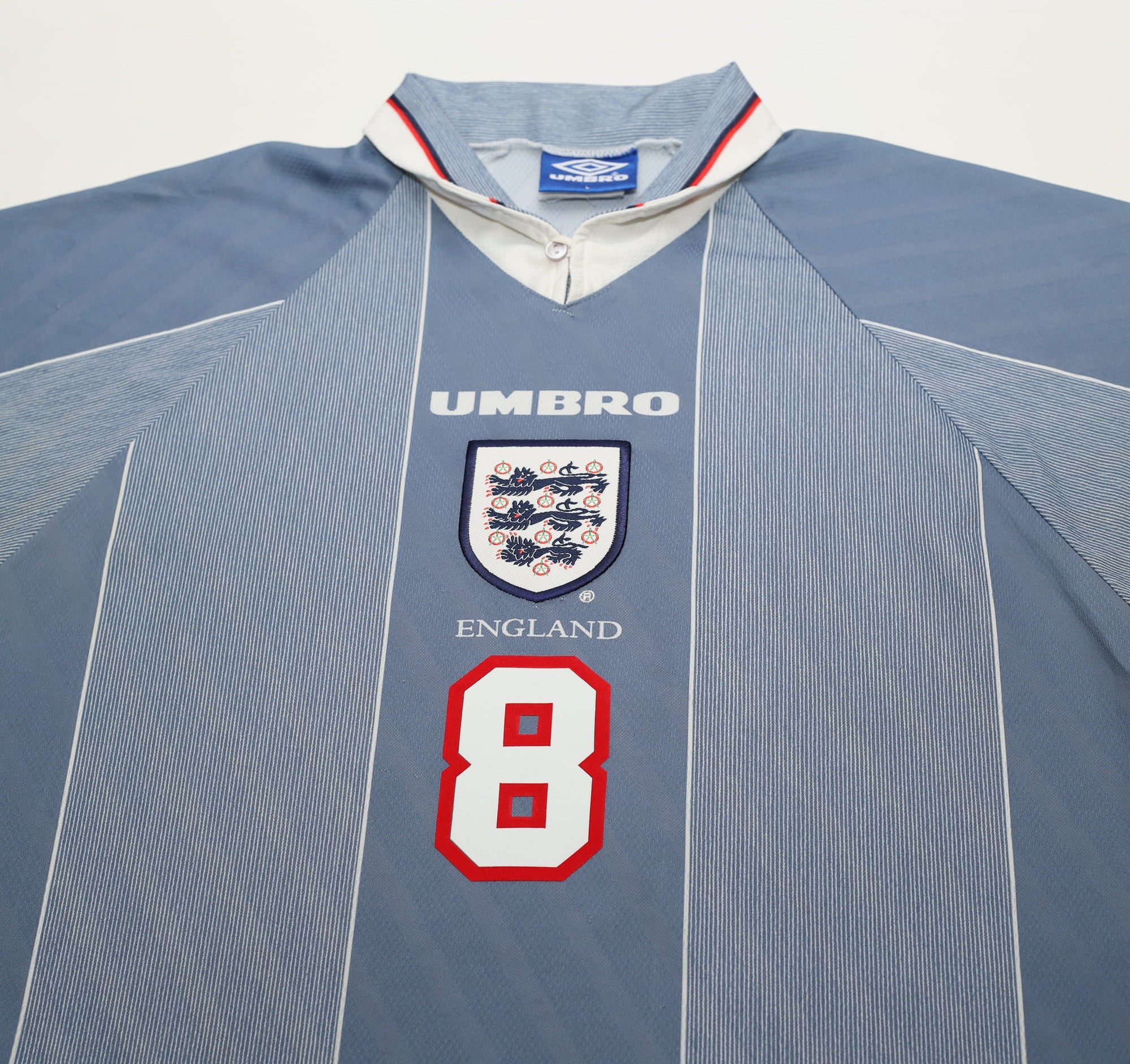 1996/97 GASCOIGNE #8 England Vintage Umbro Away Football Shirt (L)