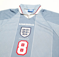 1996/97 GASCOIGNE #8 England Vintage Umbro Away Football Shirt (M/L) Euro 96