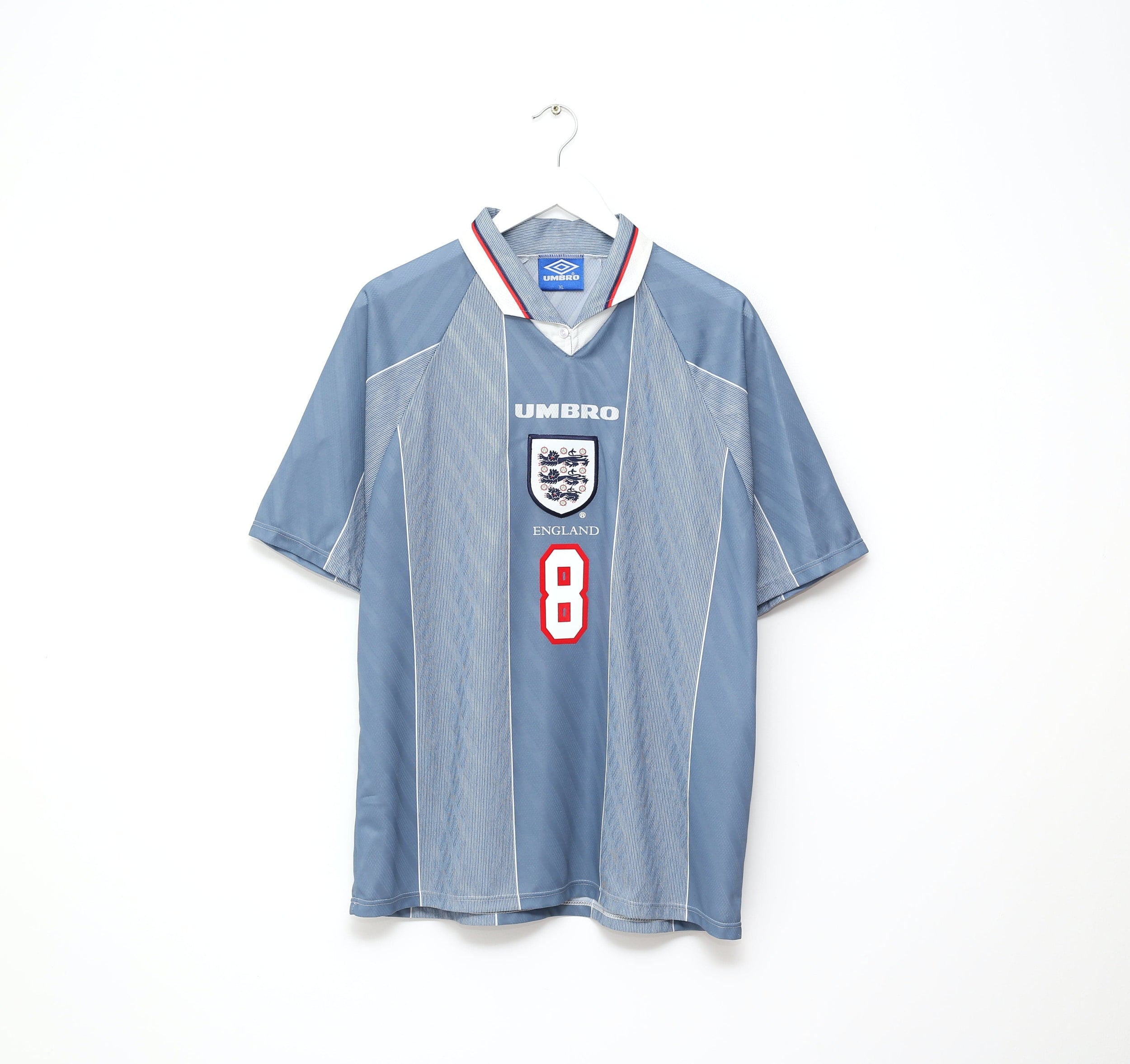 1996/97 GASCOIGNE #8 England Vintage Umbro Away Football Shirt (XL