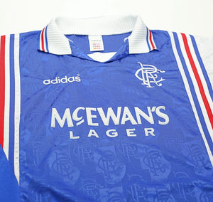 1996/97 GASCOIGNE #8 Rangers Vintage adidas Home Football Shirt Jersey (XXL)