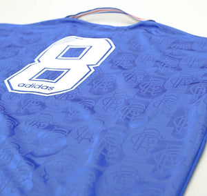 1996/97 GASCOIGNE #8 Rangers Vintage adidas Home Football Shirt Jersey (XXL)