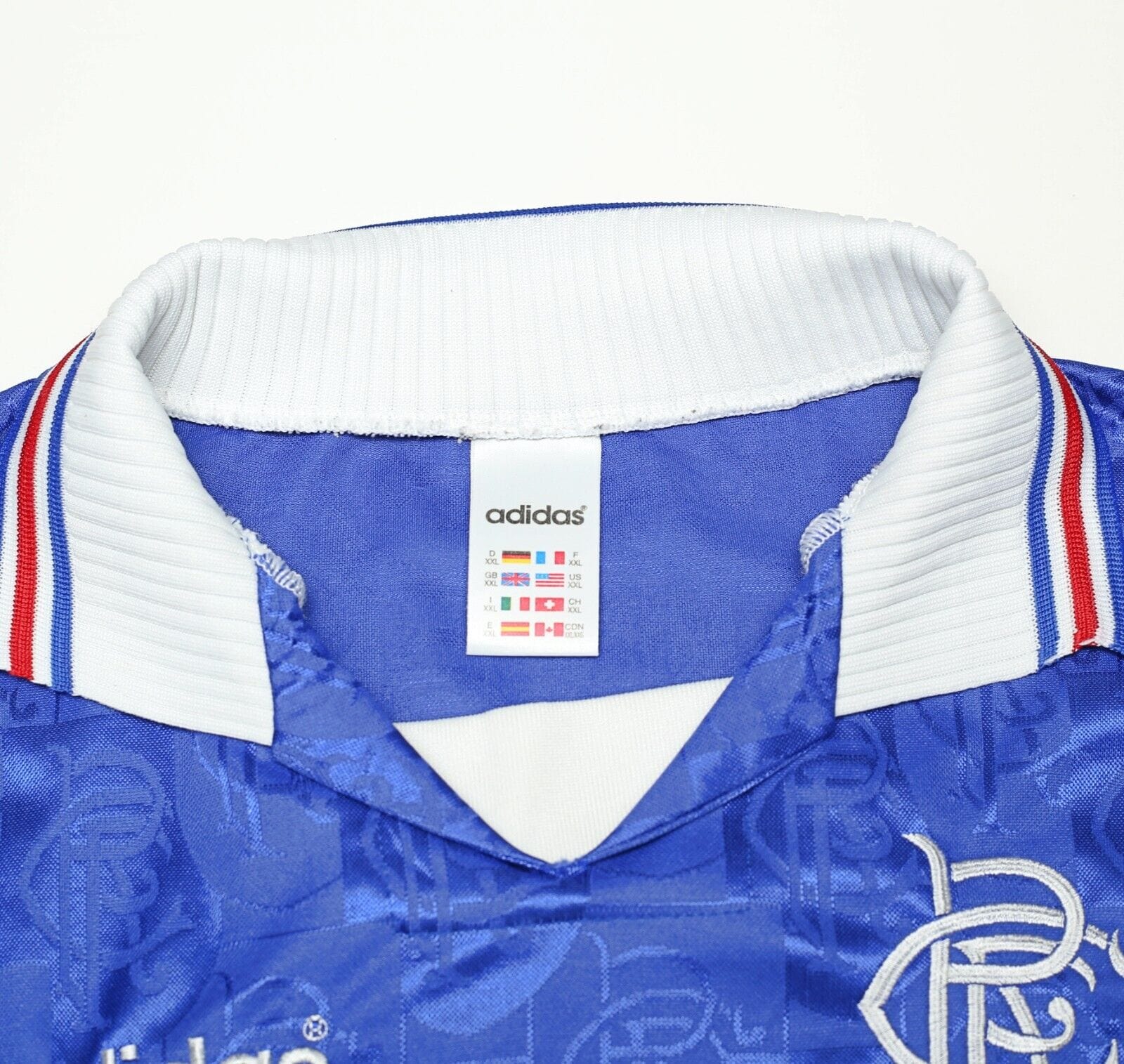 1996/97 GASCOIGNE #8 Rangers Vintage adidas Home Football Shirt Jersey (XXL)