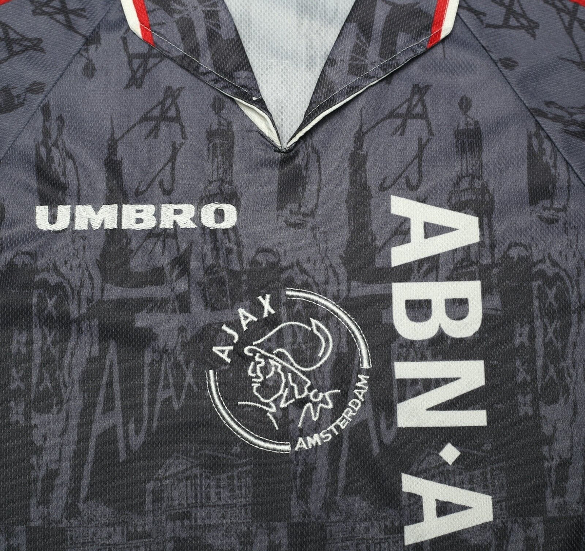 1996/97 KLUIVERT #9 Ajax Vintage Umbro Away Football Shirt Jersey (L)