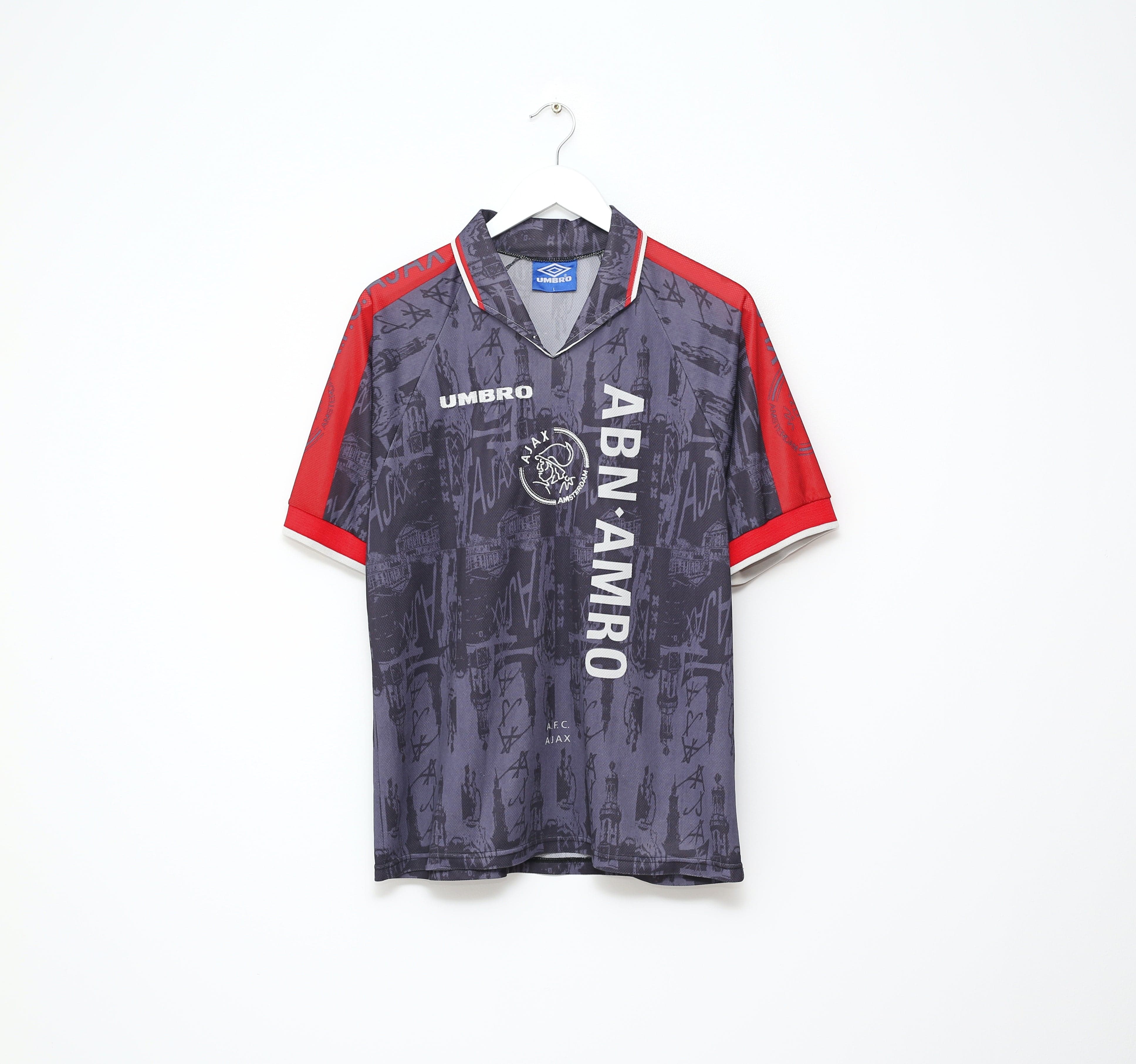 1996/97 KLUIVERT #9 Ajax Vintage Umbro Away Football Shirt Jersey (L)