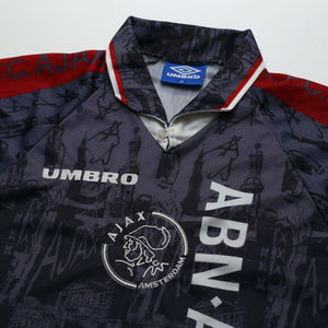 1996/97 Kluivert #9 Ajax Vintage Umbro Away Football Shirt (M)