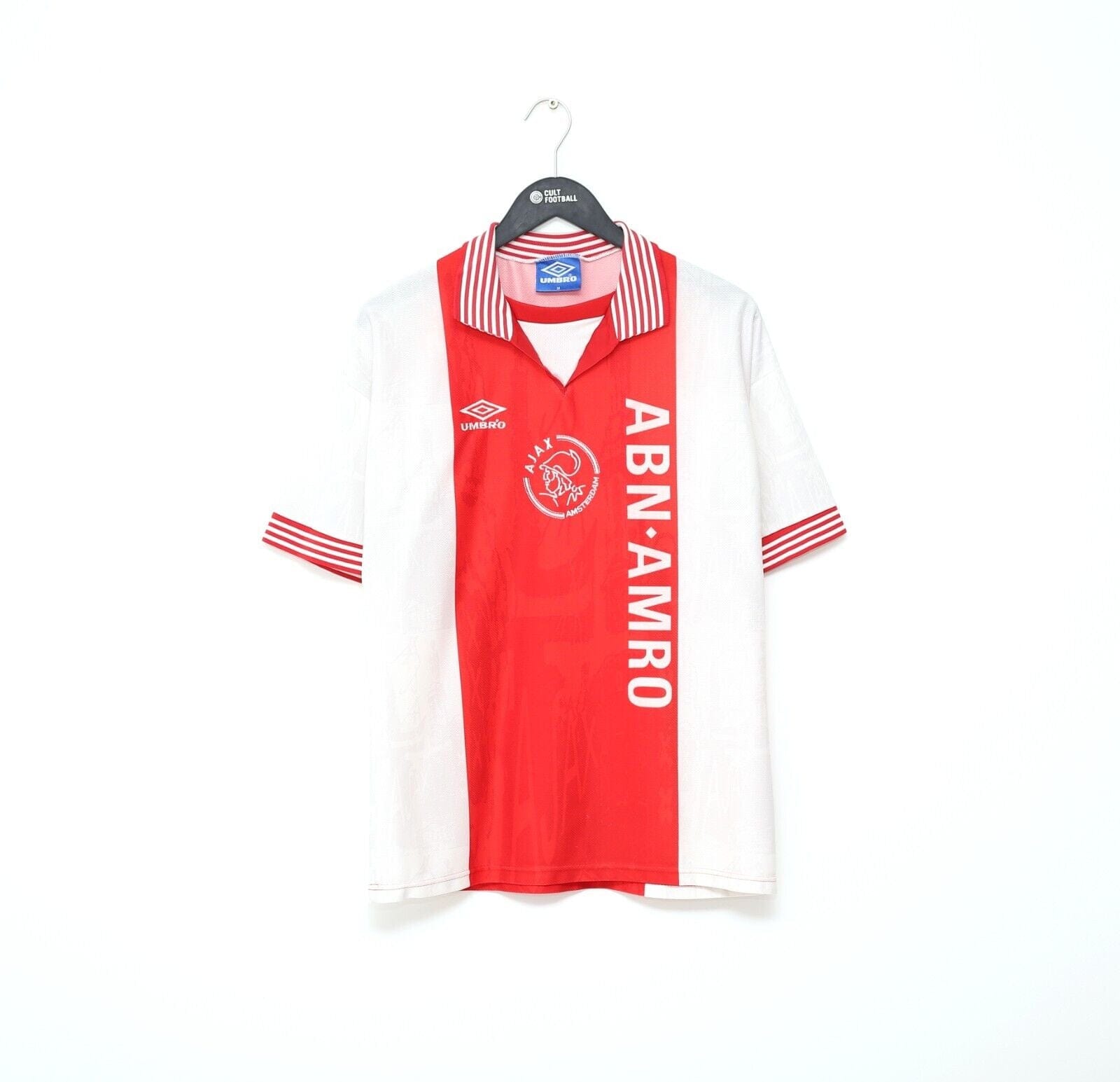 1996/97 KLUIVERT #9 Ajax Vintage Umbro Home Football Shirt Jersey (M)