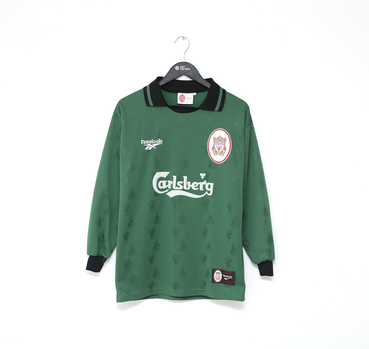 Vintage 90s Polyester Black Liverpool Carlsberg Football Shirt