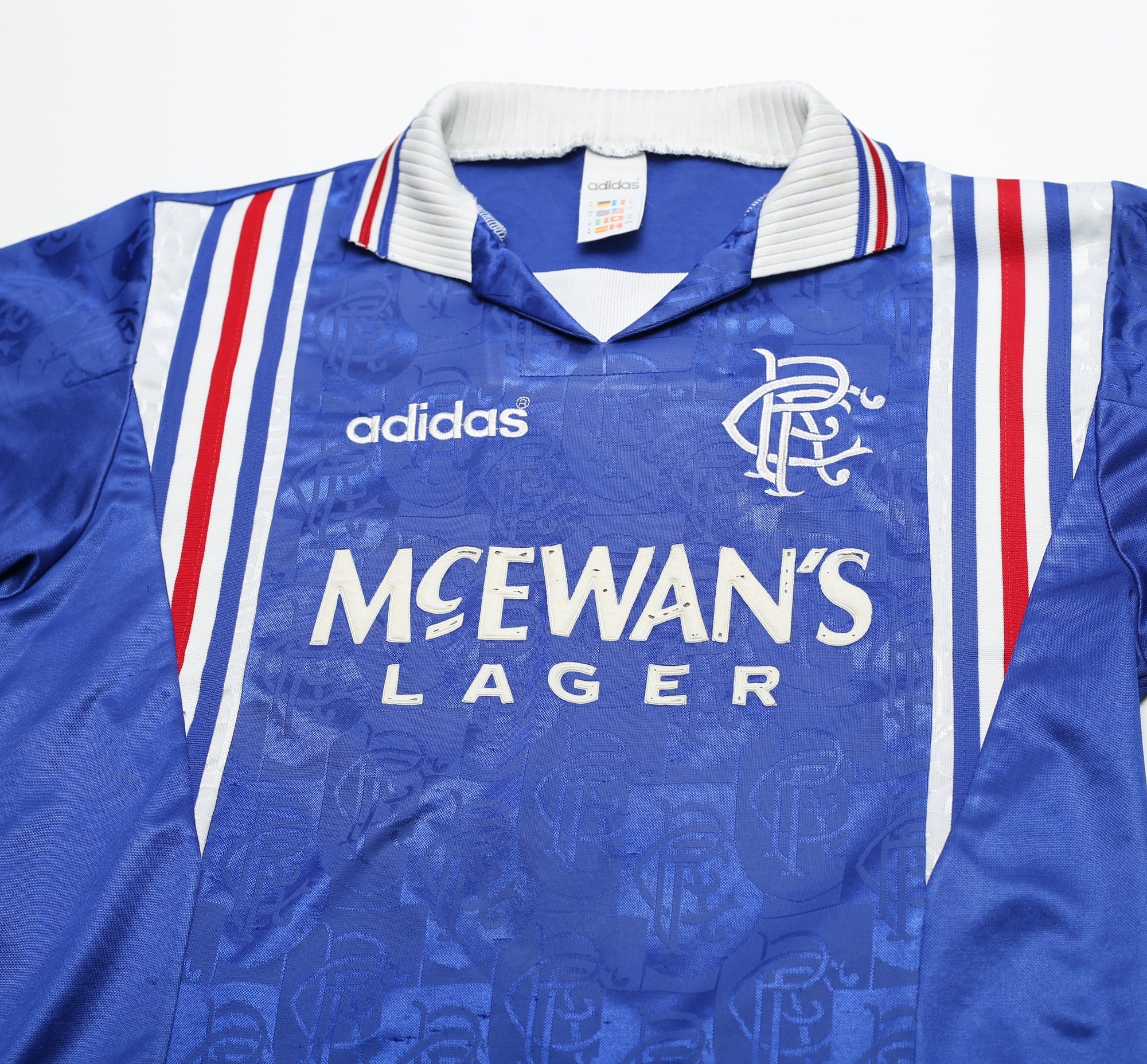 1996/97 RANGERS Vintage adidas Home Football Shirt Jersey (M)