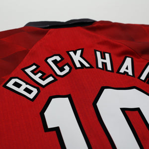 1996/98 Beckham #10 Manchester United Vintage Umbro Home Football Shirt (L)