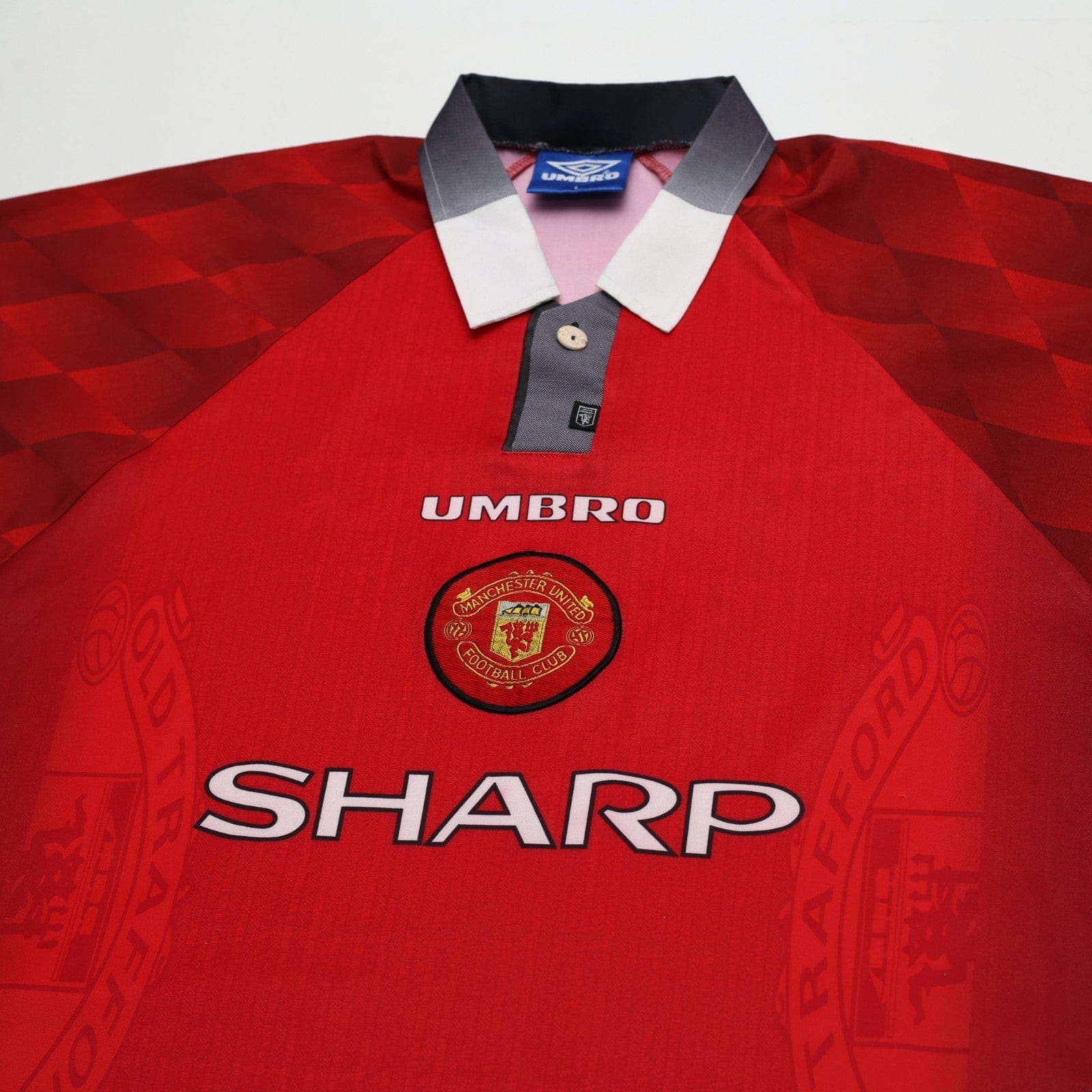 1996/98 Beckham #10 Manchester United Vintage Umbro Home Football Shirt (L)