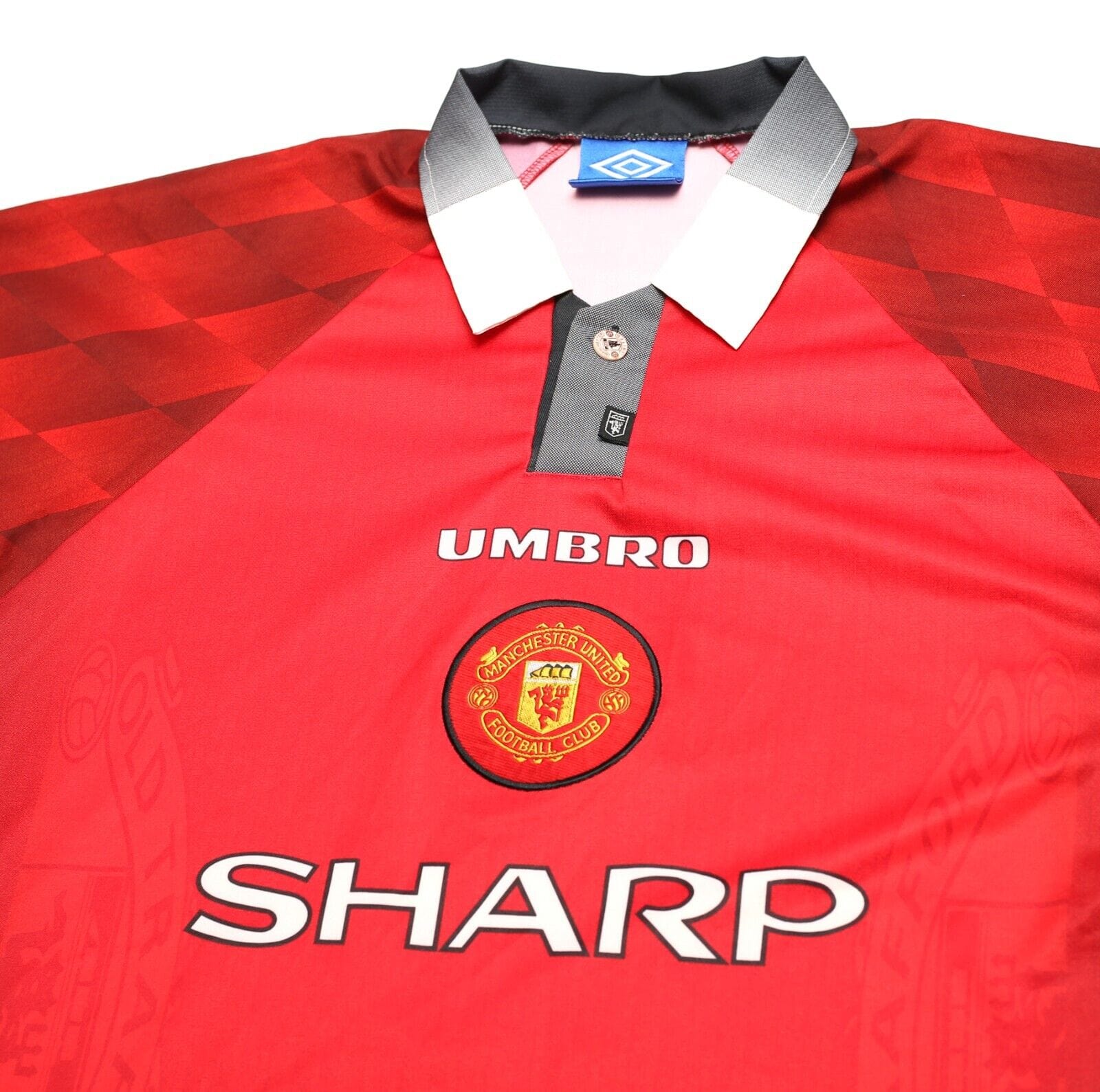 1996/98 CANTONA #7 Manchester United Vintage Umbro Home Football Shirt (L)