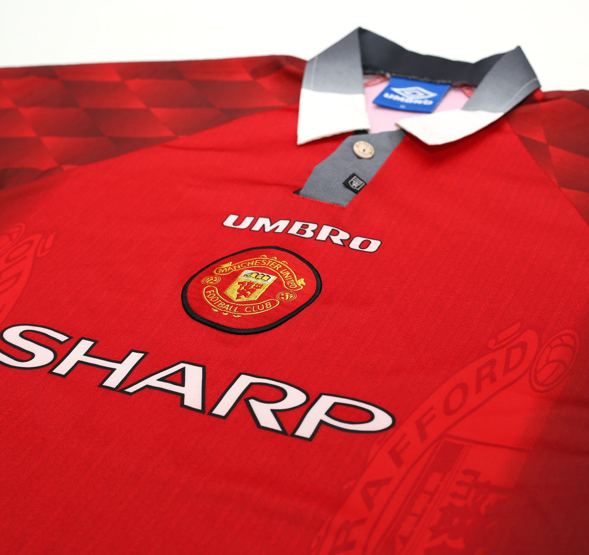 1996/98 CANTONA #7 Manchester United Vintage Umbro Home Football Shirt (XL)