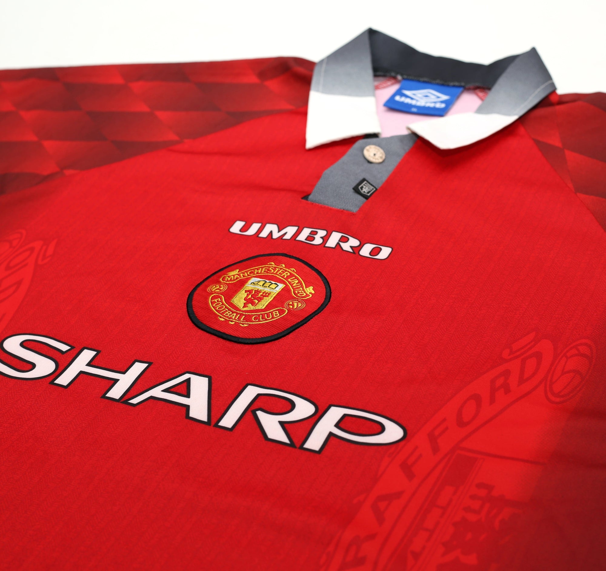 1996/98 CANTONA #7 Manchester United Vintage Umbro Home Football Shirt (XL)