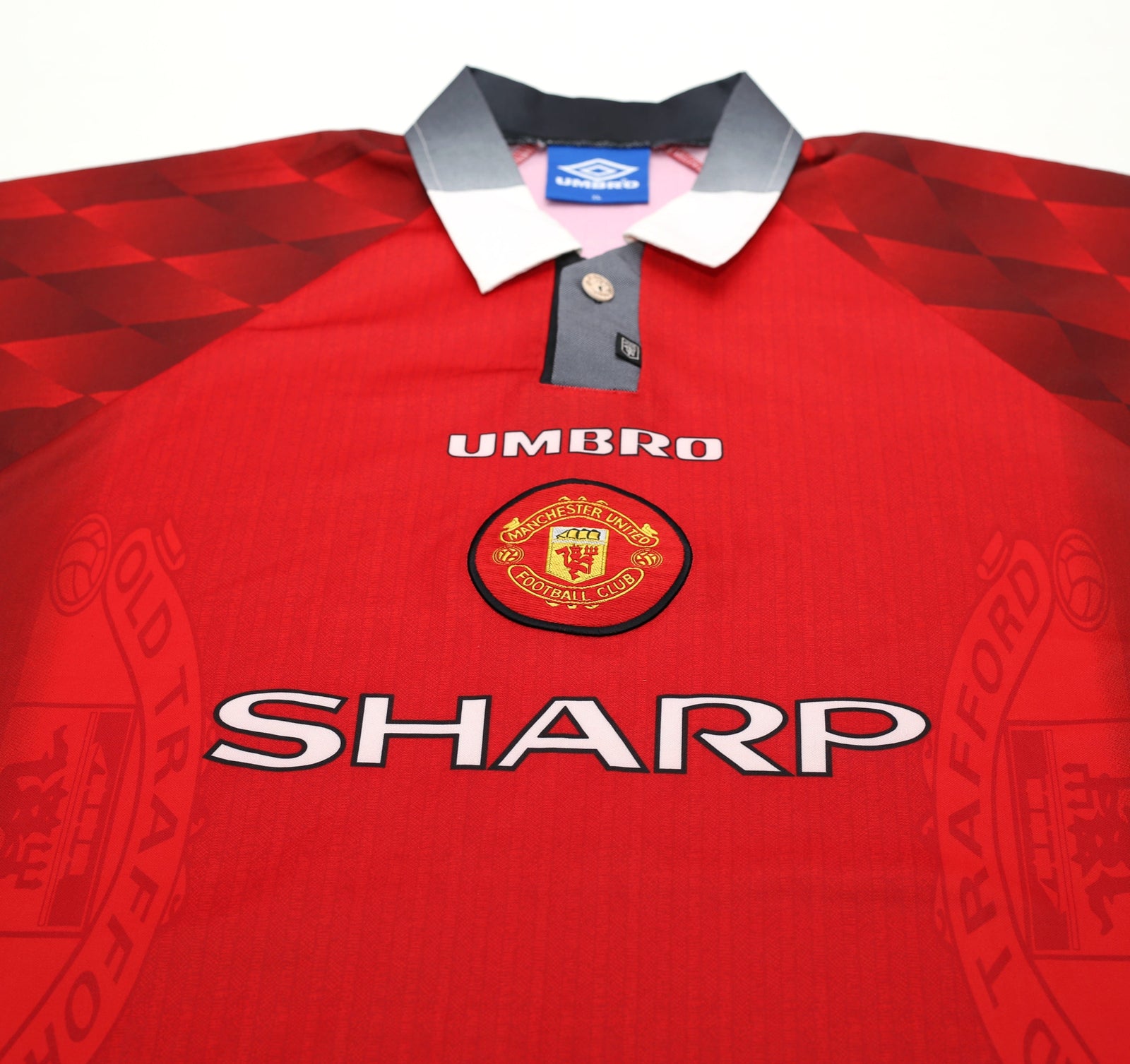 1996/98 CANTONA #7 Manchester United Vintage Umbro Home Football Shirt (XL)