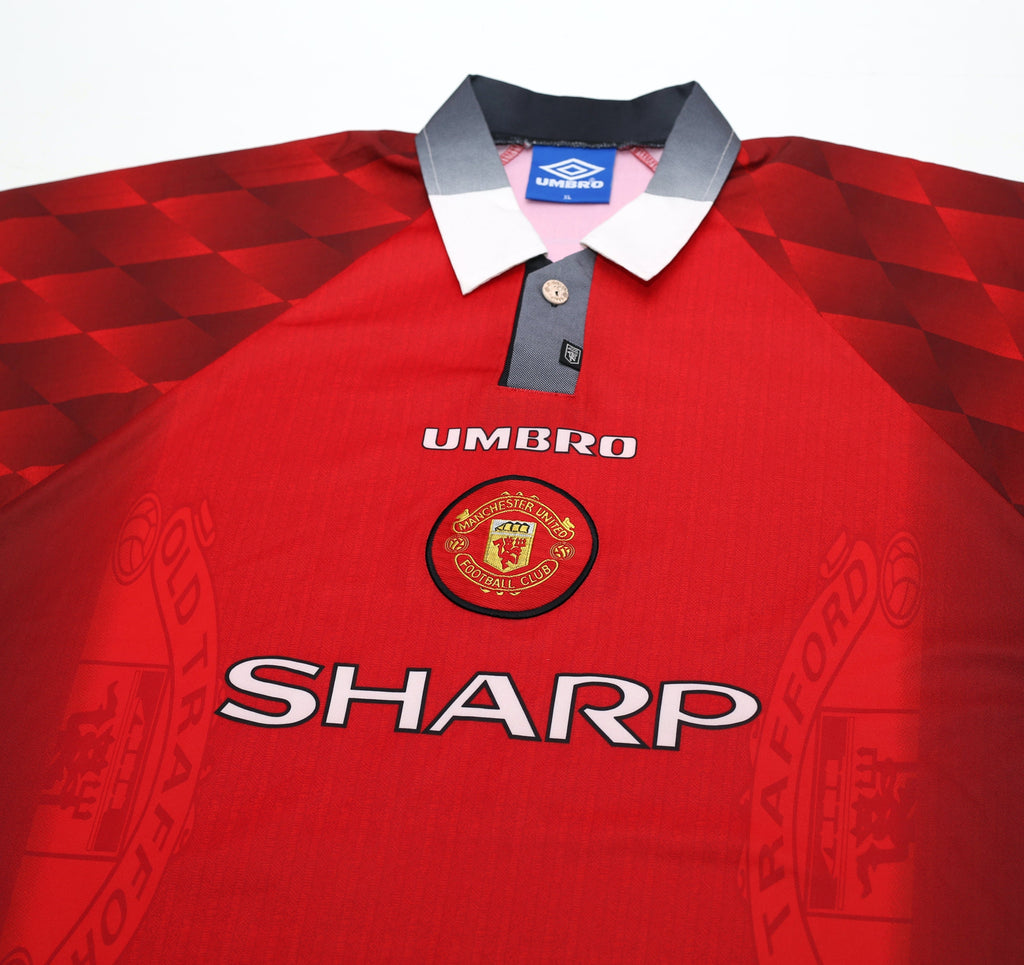 1996/98 CANTONA #7 Manchester United Vintage Umbro Home Football Shirt (XL)