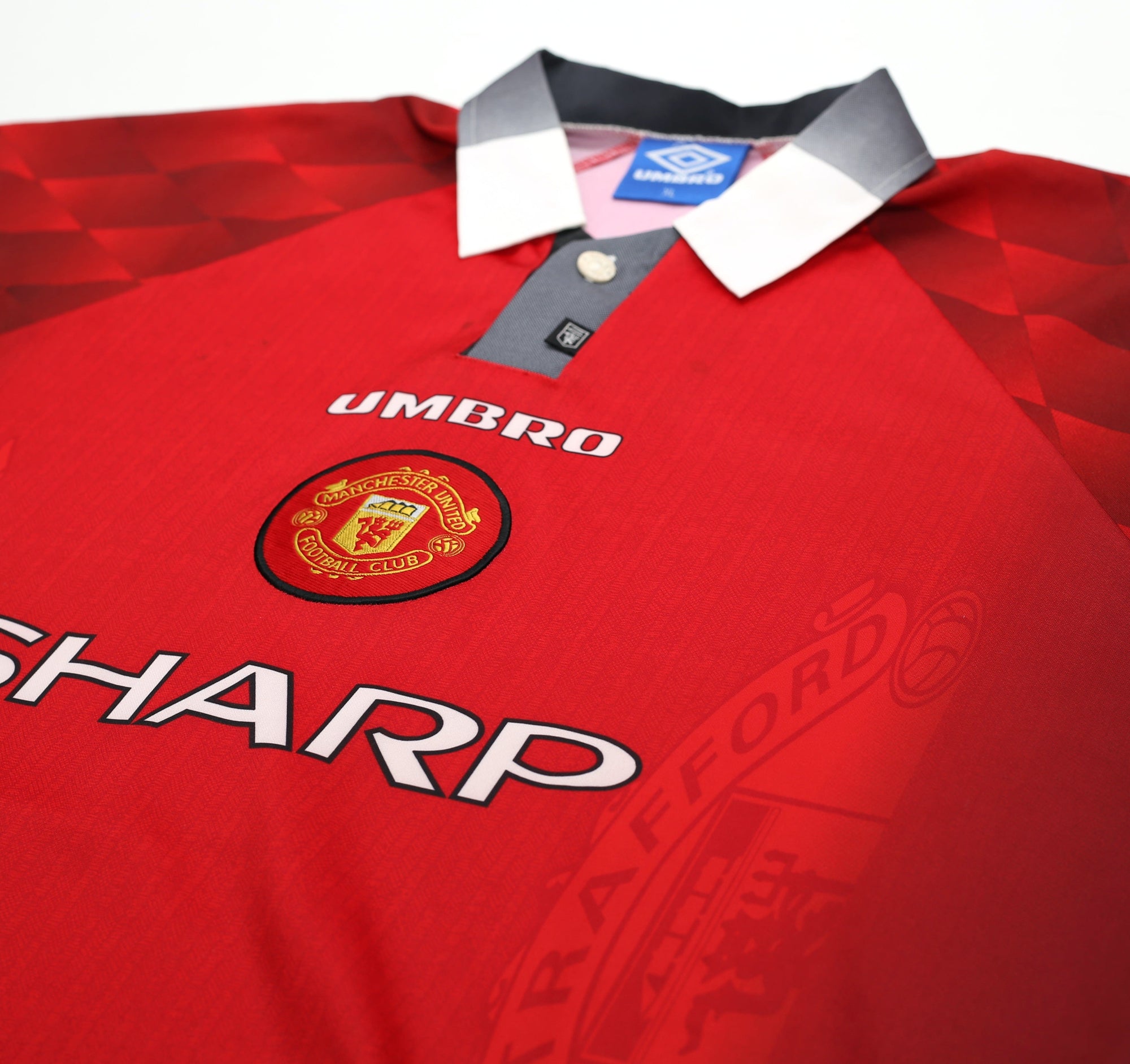 1996/98 Cantona #7 Manchester United Vintage Umbro Home Football Shirt (XL)