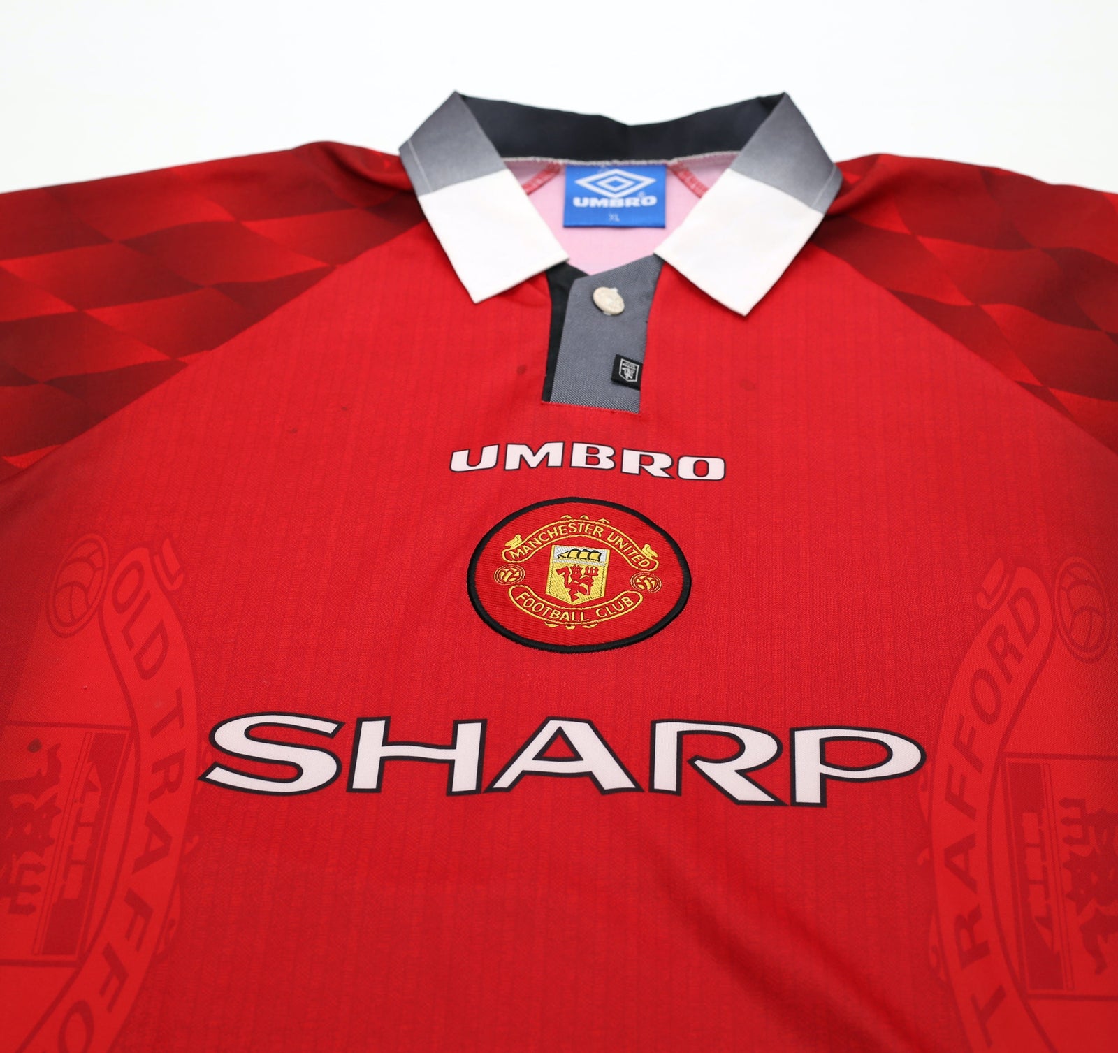 1996/98 Cantona #7 Manchester United Vintage Umbro Home Football Shirt (XL)