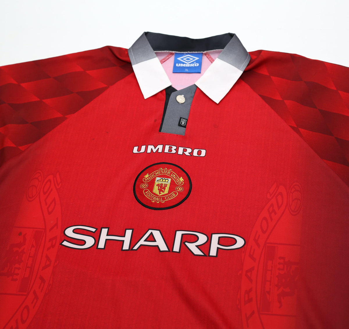 1996/98 Cantona #7 Manchester United Vintage Umbro Home Football Shirt (XL)