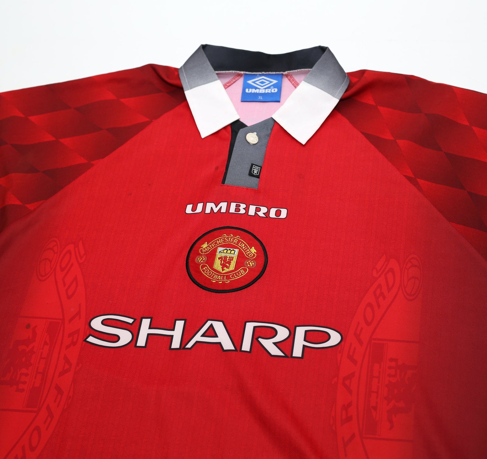 1996/98 Cantona #7 Manchester United Vintage Umbro Home Football Shirt (XL)