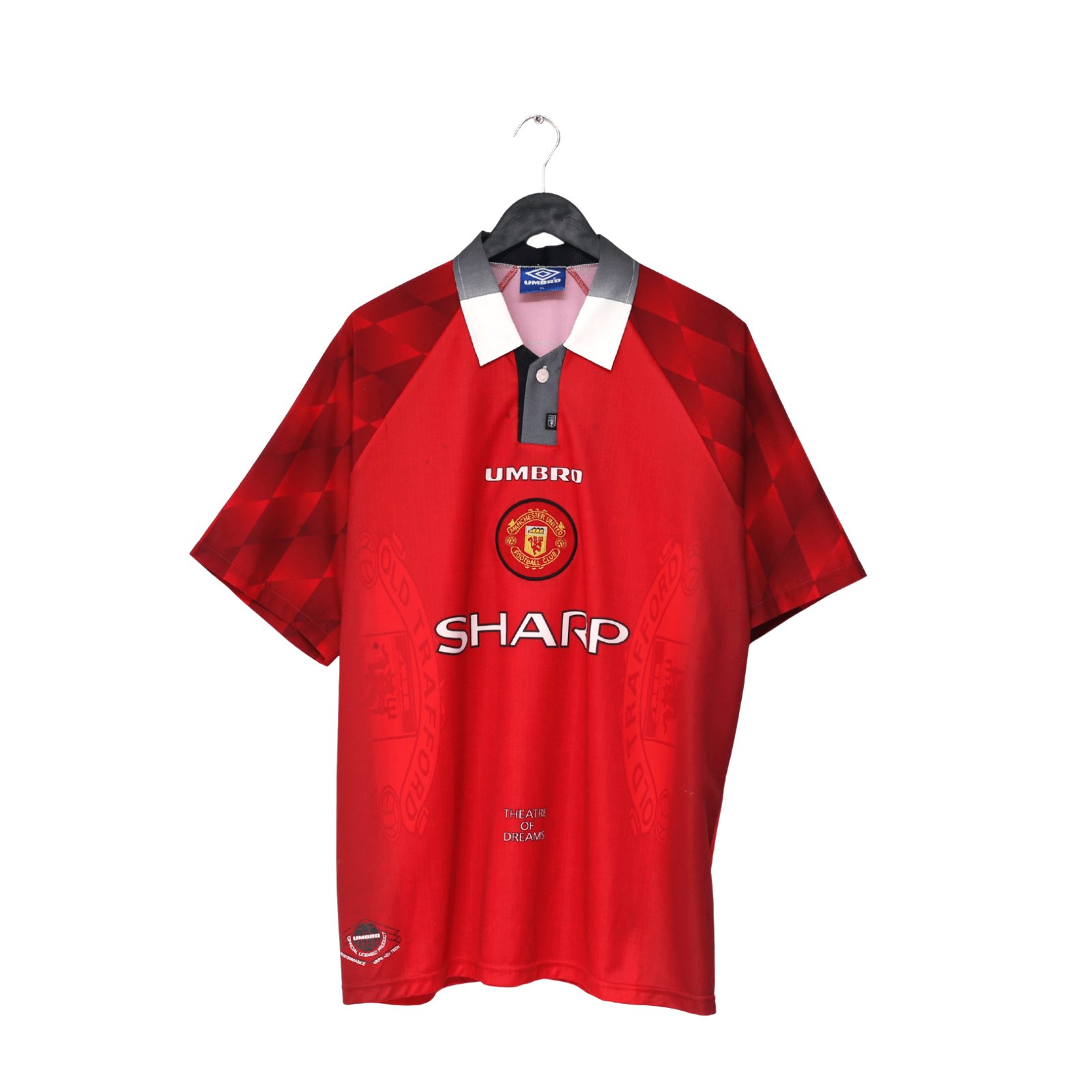1996/98 Cantona #7 Manchester United Vintage Umbro Home Football Shirt (XL)