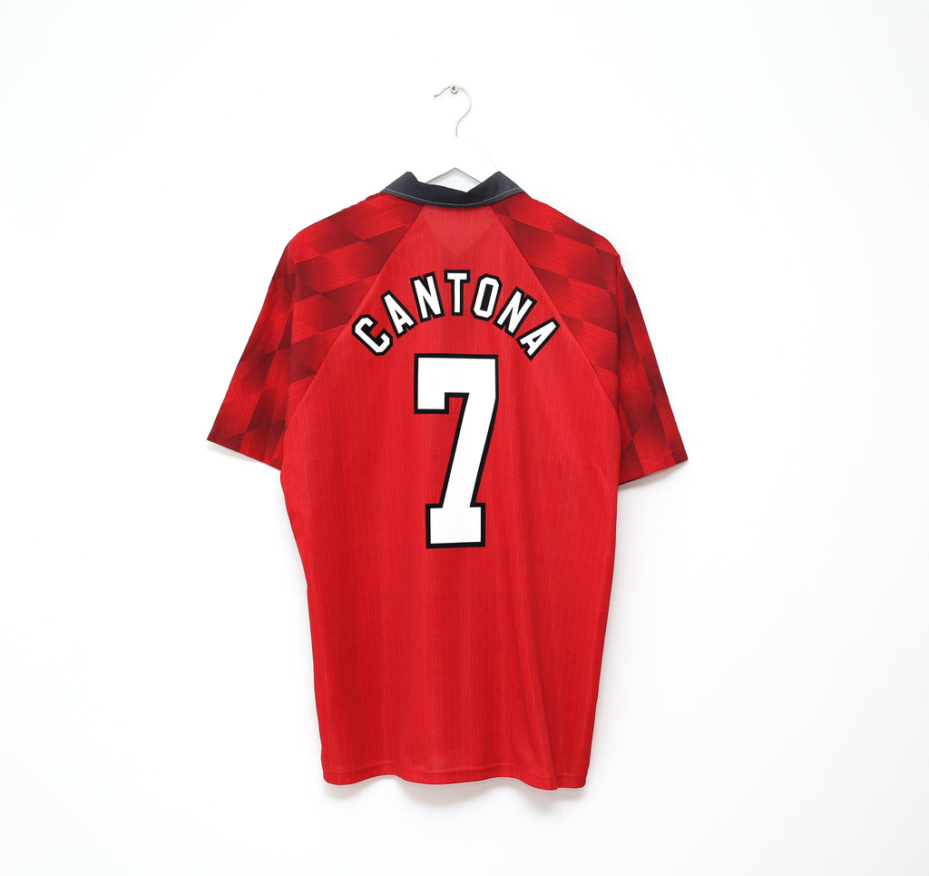 1996/98 CANTONA #7 Manchester United Vintage Umbro Home Football Shirt (XL)