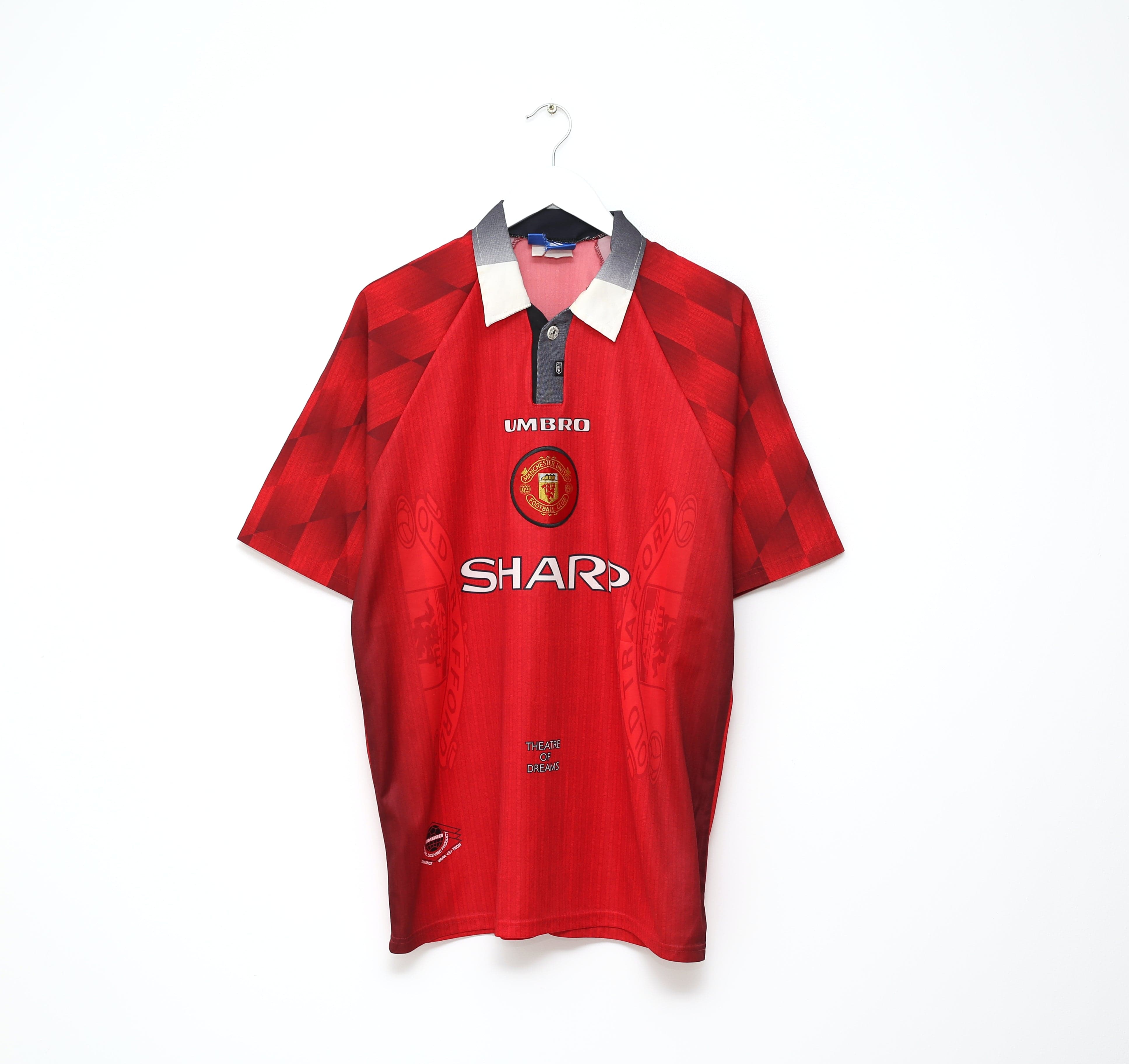 1996/97 CANTONA #7 Manchester United Vintage Umbro Home Football Shirt