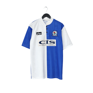 1996/98 Duff #32 Blackburn Rovers Vintage ASICS Home Football Shirt (M)