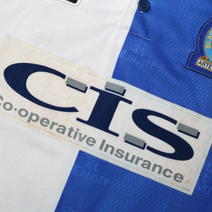 1996/98 Duff #32 Blackburn Rovers Vintage ASICS Home Football Shirt (M)