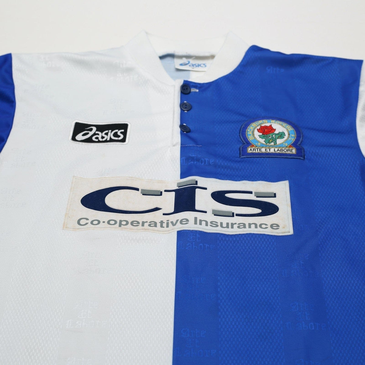 1996/98 Duff #32 Blackburn Rovers Vintage ASICS Home Football Shirt (M)