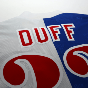 1996/98 Duff #32 Blackburn Rovers Vintage ASICS Home Football Shirt (M)