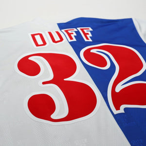 1996/98 Duff #32 Blackburn Rovers Vintage ASICS Home Football Shirt (M)