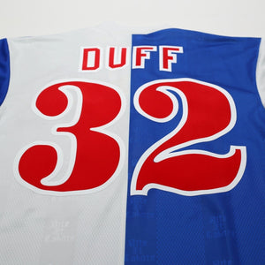 1996/98 Duff #32 Blackburn Rovers Vintage ASICS Home Football Shirt (M)