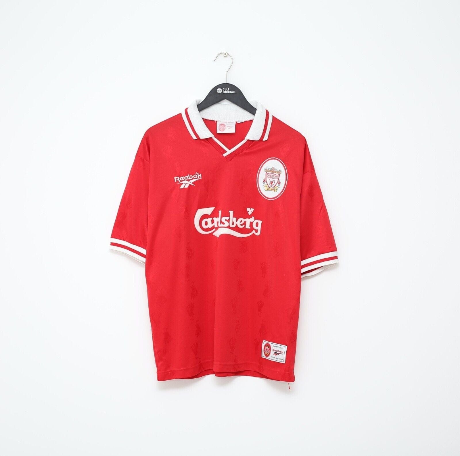 1996/98 FOWLER #9 Liverpool Vintage Reebok Home Football Shirt Jersey (L)